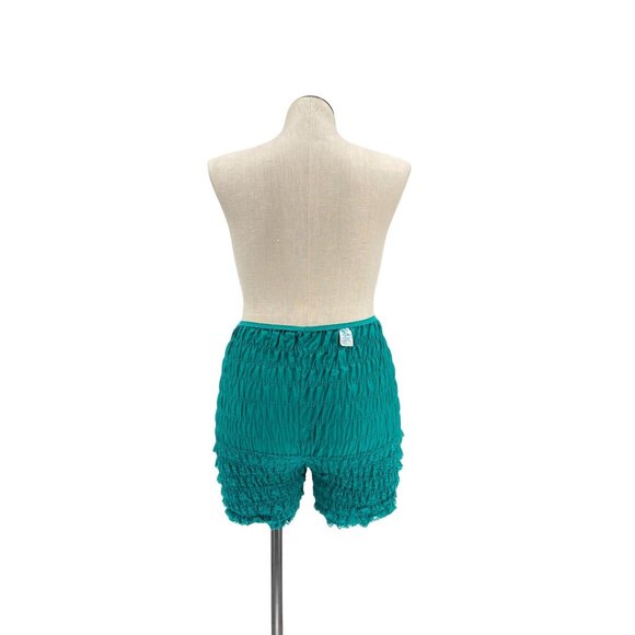 Vintage 1970s Teal Ruched Lace Ruffled Bloomers Size Large Malco Modes - Picture 4 of 7